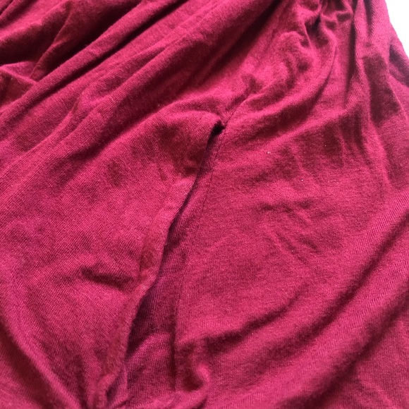 Flowy Burgundy T-shirt Material Dress - Picture 3 of 3